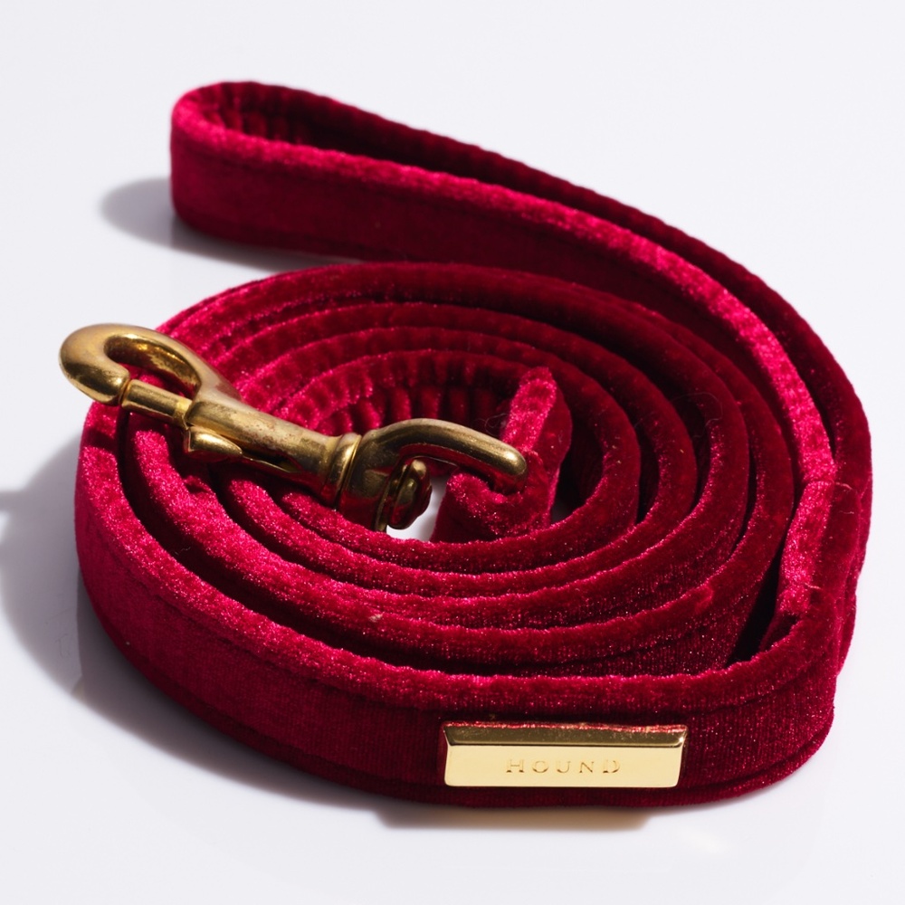 Hound Collection Velvet Dog Leash Gold Bar Logo